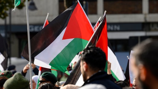 Teilnehmer einer pro-palästinensischen Demonstration protestieren für Solidarität mit Gaza.