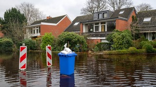 Häuser im Hochwassergebiet in der Gemeinde Lilienthal bei Bremen.