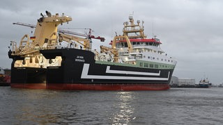 Das Fangschiff Jan Maria im Bremerhavener Fischereihafen. 