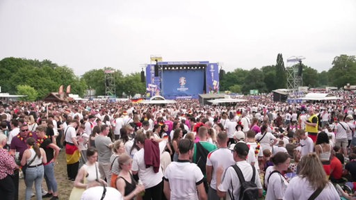 Tausende Deutschland-Fans bei einem Public-Viewing des Fußball-EM-Viertelfinales Deutschland gegen Dänemark in Dortmund.