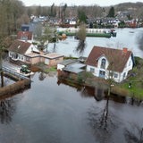 Das überschwemmte Timmersloh in Bremen-Borgfeld.