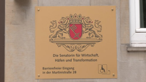 Das Hausschild der Senatorin für Wirtschaft, Häfen und Transformation