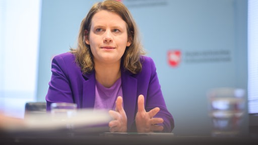 Julia Willie Hamburg (Grüne), Kultusministerin Niedersachsen, spricht bei einem Interview mit der dpa Deutsche Presse-Agentur im niedersächsischen Kultusministerium.