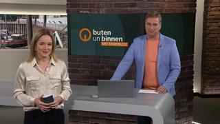 Lea Reinhard und Stephan Schiffner im Studio von buten un binnen.