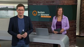 Felix Krömer und Pascale Ciesla im Studio von buten un binnen 