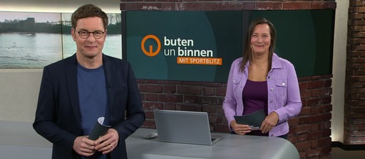 Felix Krömer und Pascale Ciesla im Studio von buten un binnen 