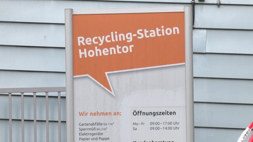 Es ist das Schild der Recycling-Station Hohentor zu sehen.