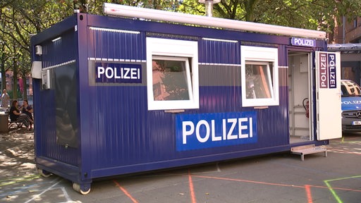 Der Polizeicontainer am Hillmannplatz