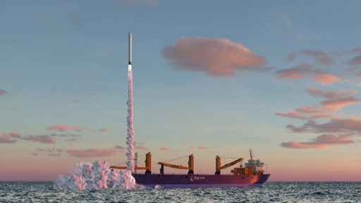Eine Rakete starten ihren Erstflug in der Bremerhavender Nordsee.