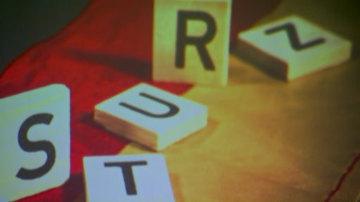 Es sind kleine Holzplättchen mit unterschiedlichen Buchstaben drauf zu sehen, welche zum Wort "Sturz" angeordnet sind.
