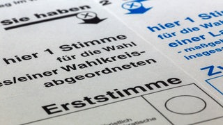 Nahaufnahme von einem Stimmzettel zur Bundestagswahl